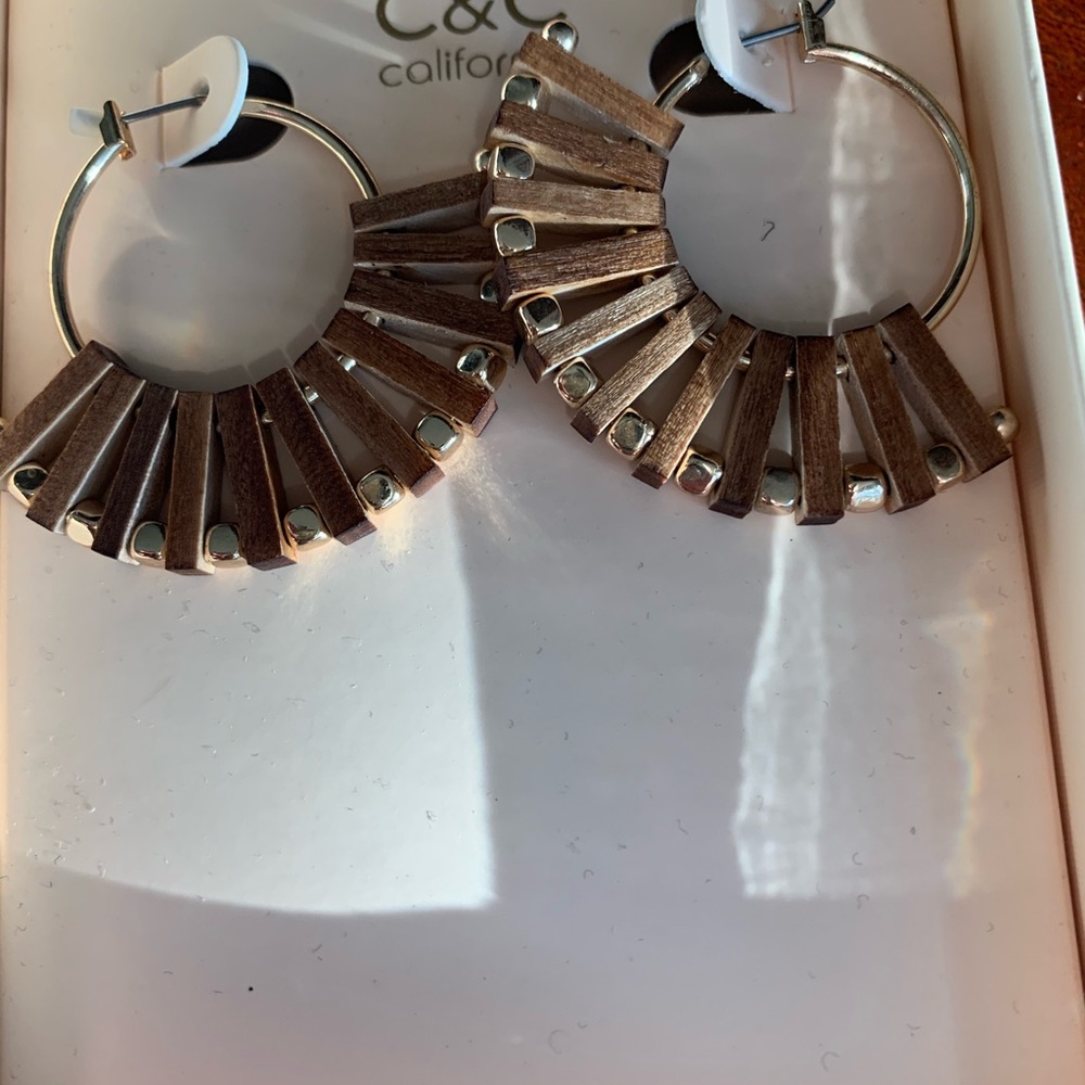 NEW wood and gold hoops